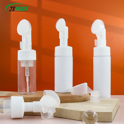 40ml Açık Beyaz Köpük Pompa Şişesi Silikon Temizlik Fırçasıyla Yuvarlak Şekil