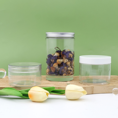 Kasıtlı Açık PET Kozmetik Krem Kavanozu Vuruş Kapaklı